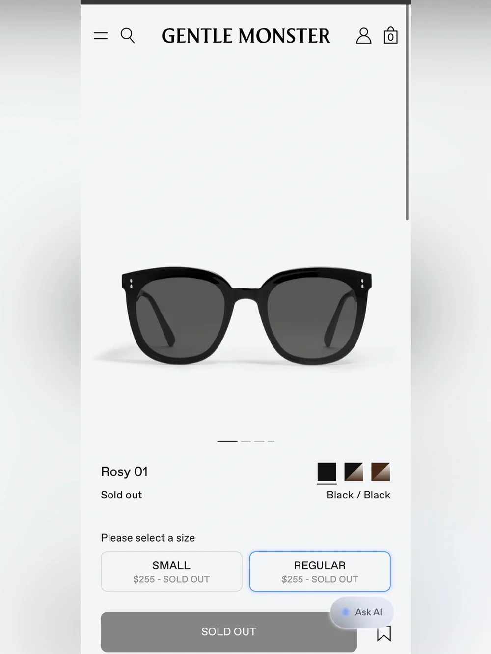 GENTLE MONSTER Rosy 01 Black Oversized Square Women's Sunglasses